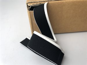 Luksus elastik - sort med hvid kant, 25 mm
